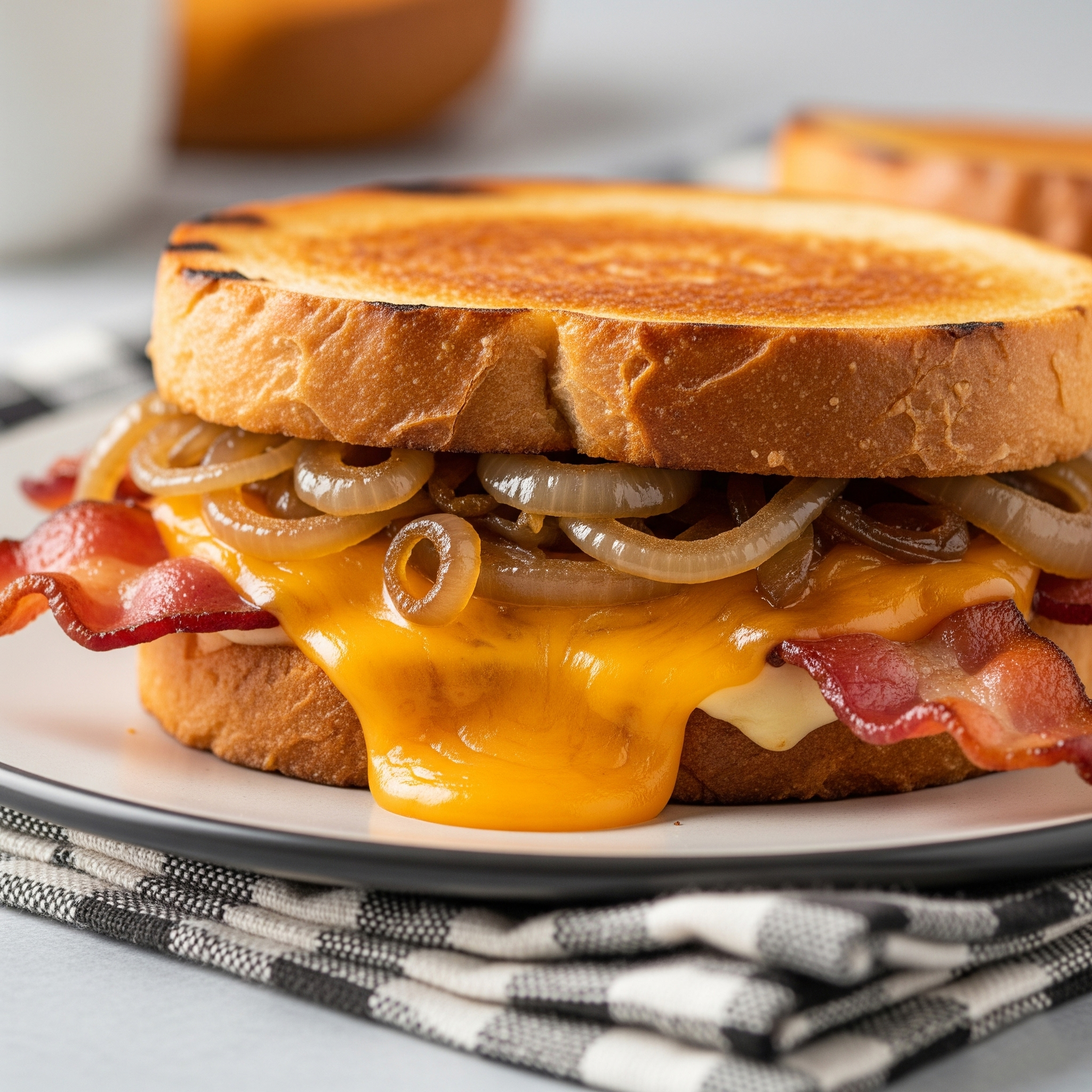 🥪 Sándwich a la Plancha de Bacon, Queso y Cebolla Caramelizada: Un Clásico Irresistible