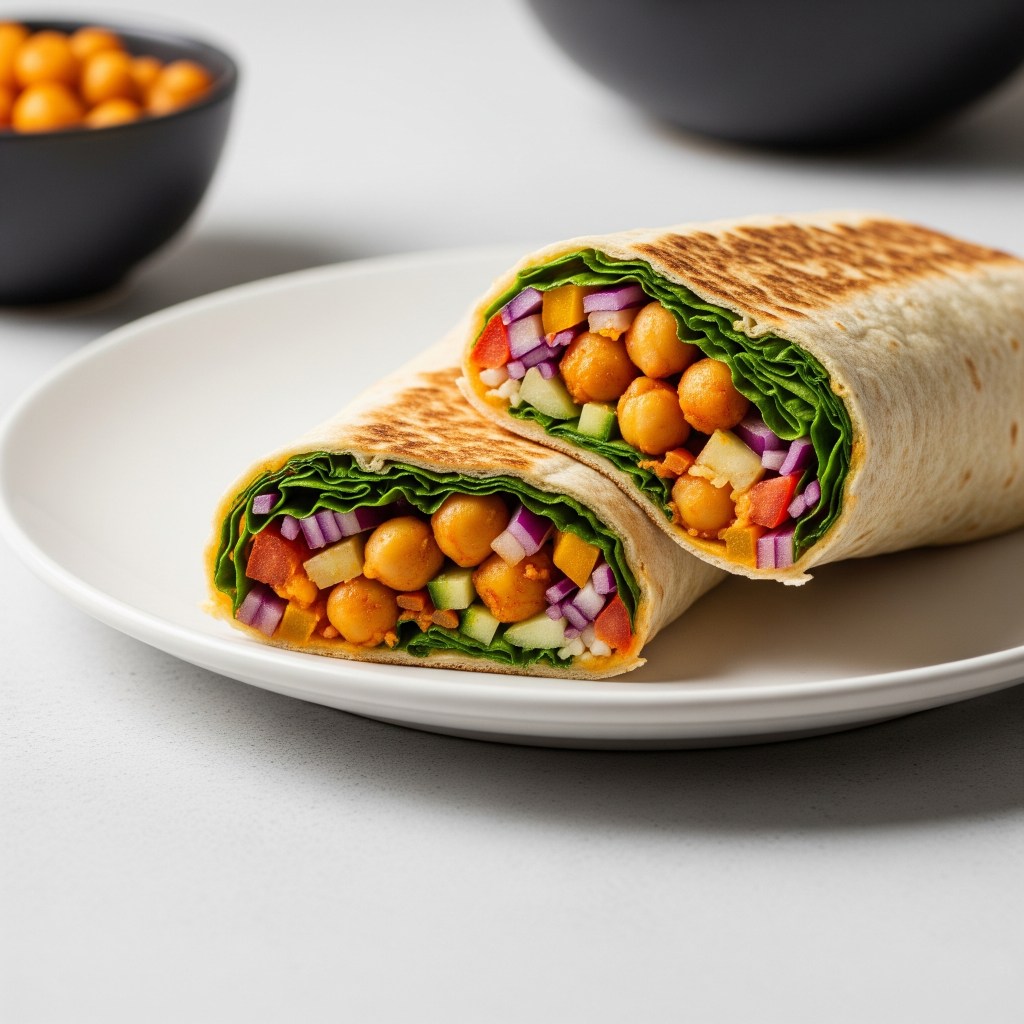 🌯 Wrap Proteico de Garbanzos Especiados: Rápido, Delicioso y&nbsp;Nutritivo