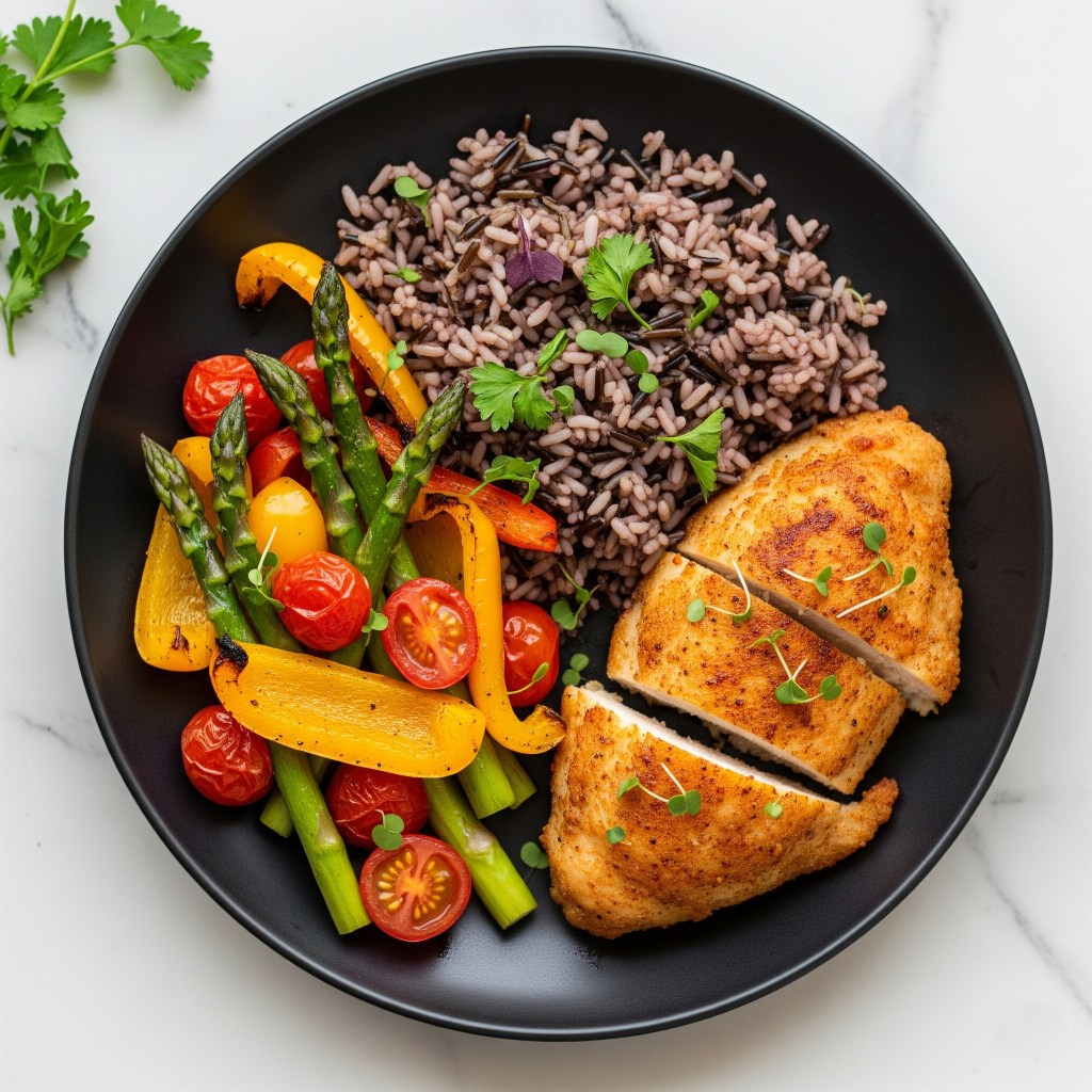 🍗 Pechuga de Pollo Crujiente en Airfryer con Arroz Salvaje y Verduras Asadas al&nbsp;Limón