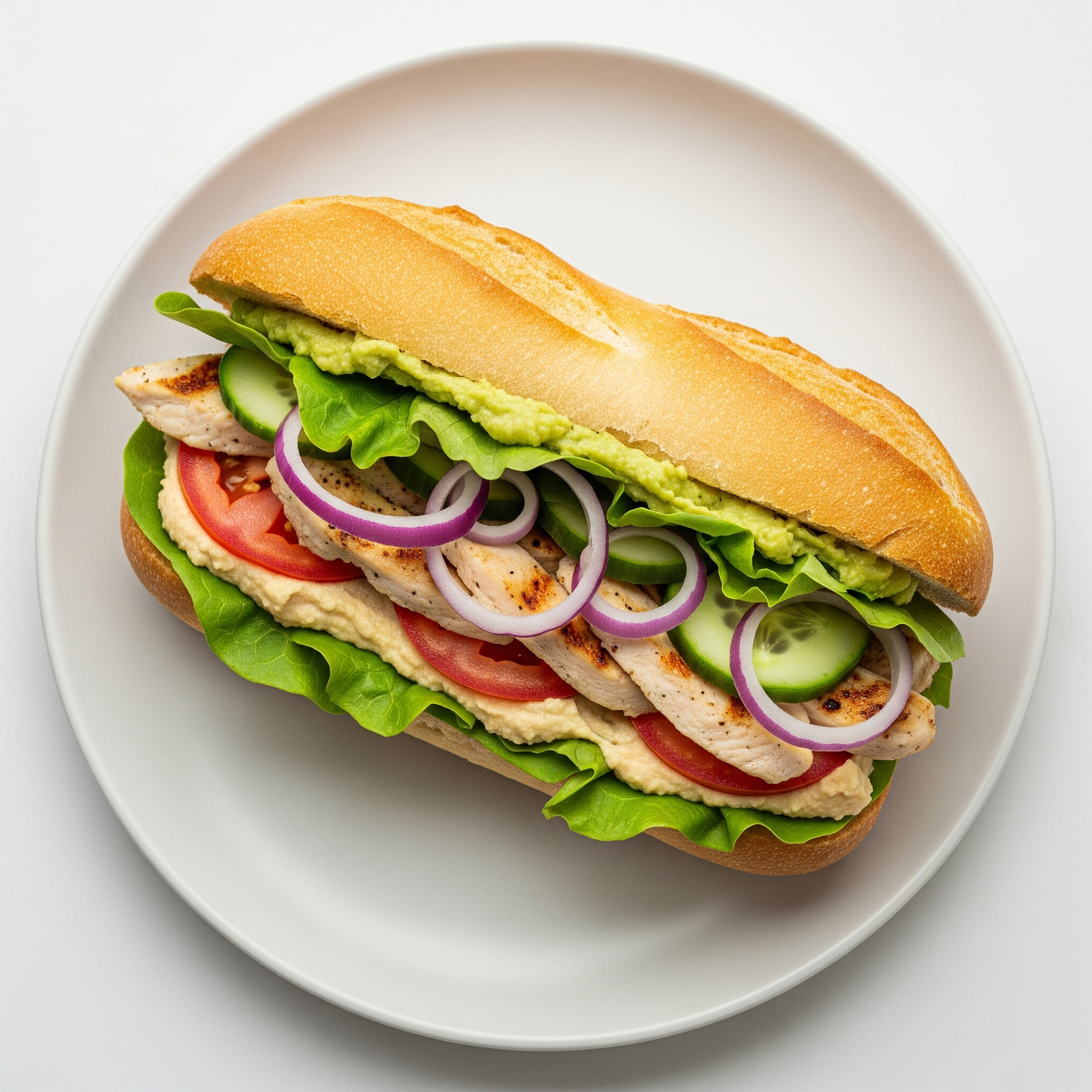 🥪 Bocadillo Mediterráneo «Power Fuel» de Pollo y Hummus con Aguacate