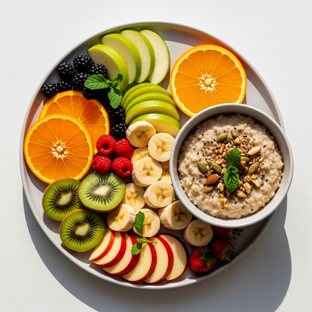 🍏 Tazón de Avena Energético y Plato de Frutas de Temporada ¡Súper&nbsp;Vitaminado!