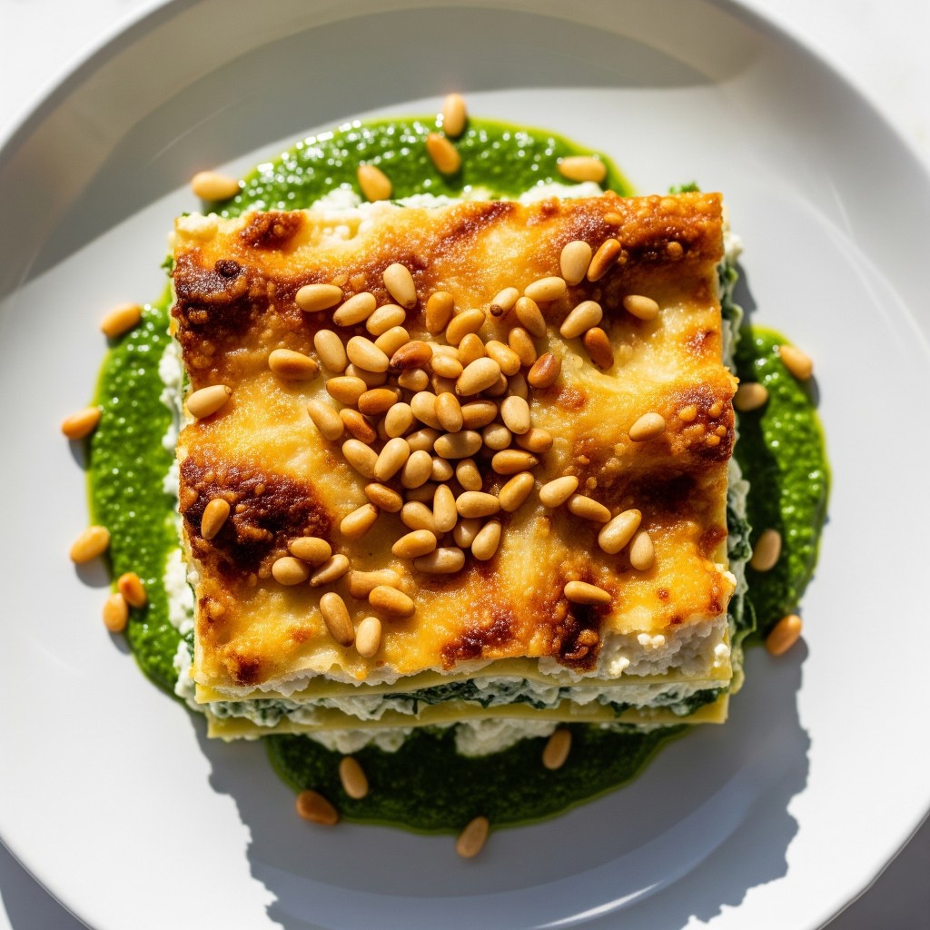 🌿 Lasaña Verde Cremosa con Espinacas, Ricotta, Piñones y Salsa&nbsp;Bechamel