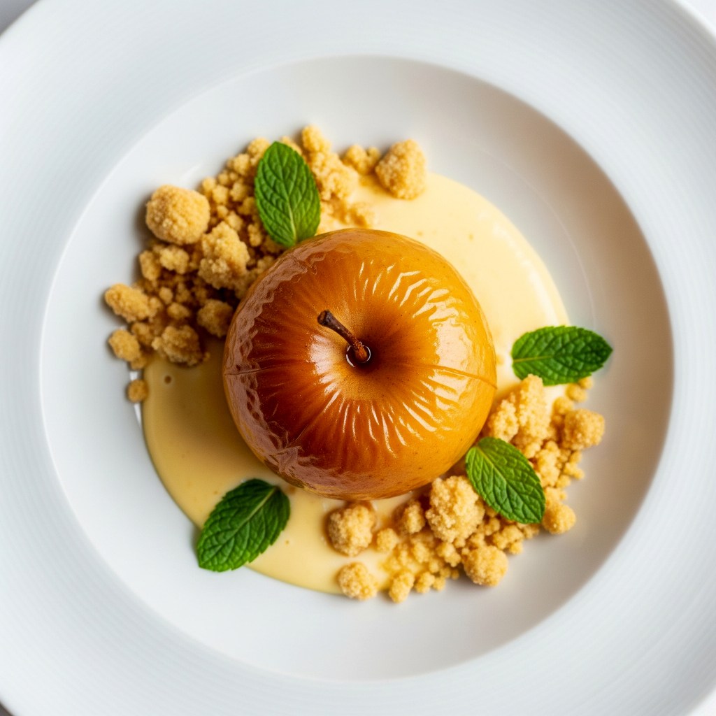 🍏 Manzanas Asadas con Crumble Crujiente y Crema de Vainilla