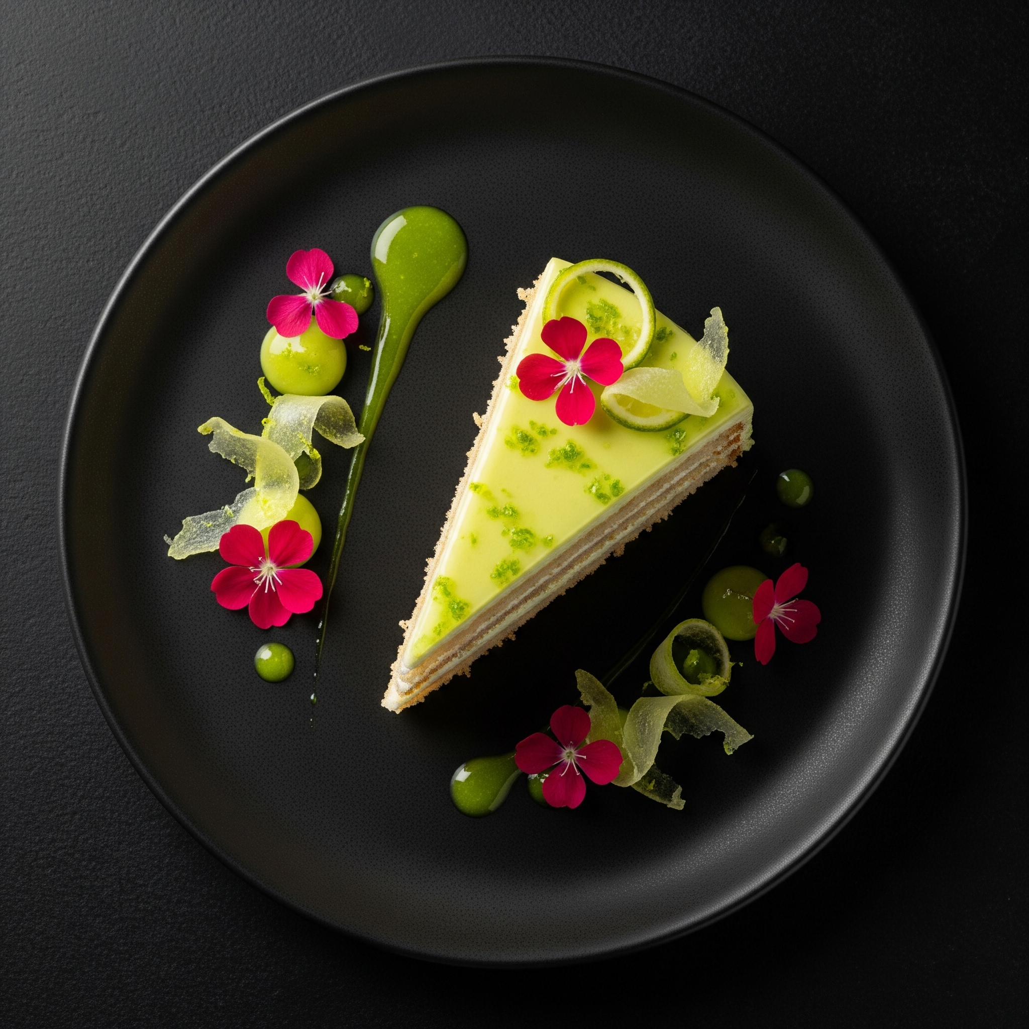 🍋 Tarta de Lima y Limón «Esencia Cítrica» con Glaseado de Menta y Crujiente de Lima Esmerilada