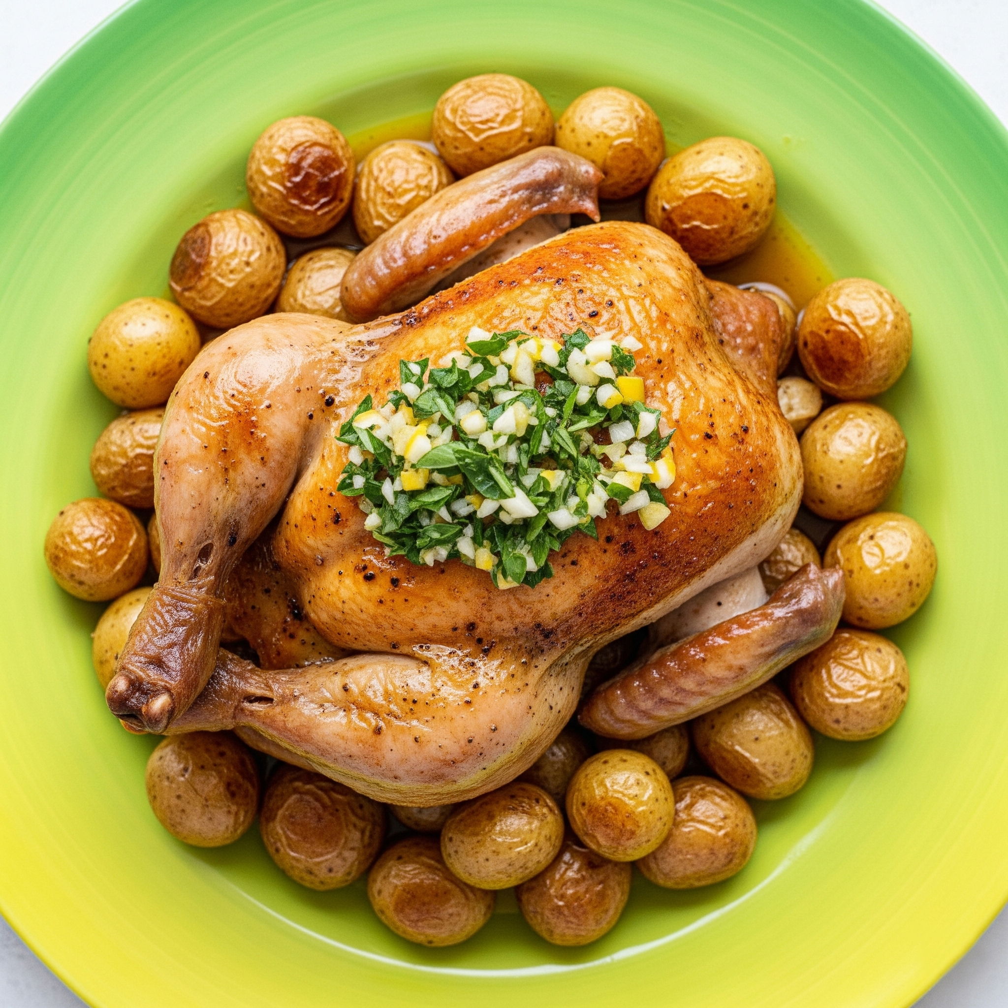 🍗 Pollo Asado con Patatas Baby al Limón, Orégano y Ajo