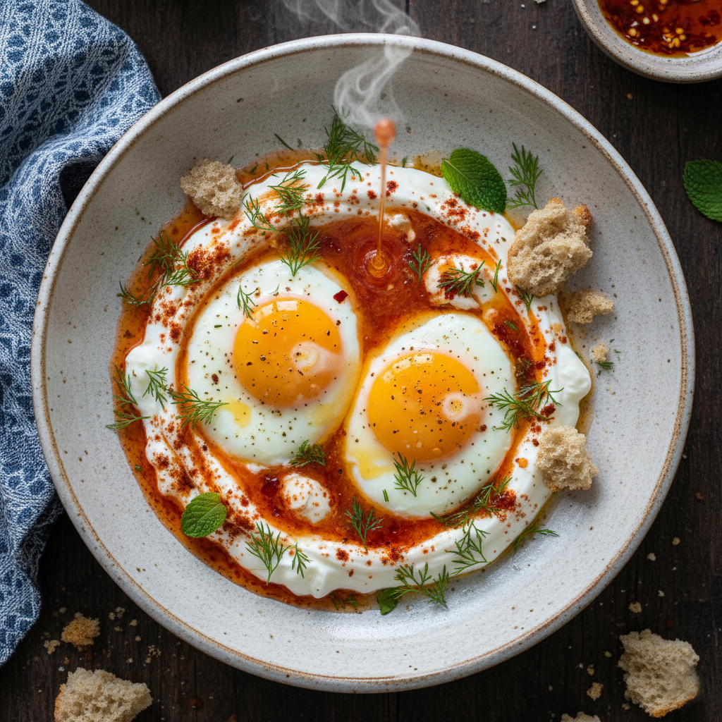 🍳 Huevos Turcos «Cilbir»: Un Desayuno Real y Sin Gluten