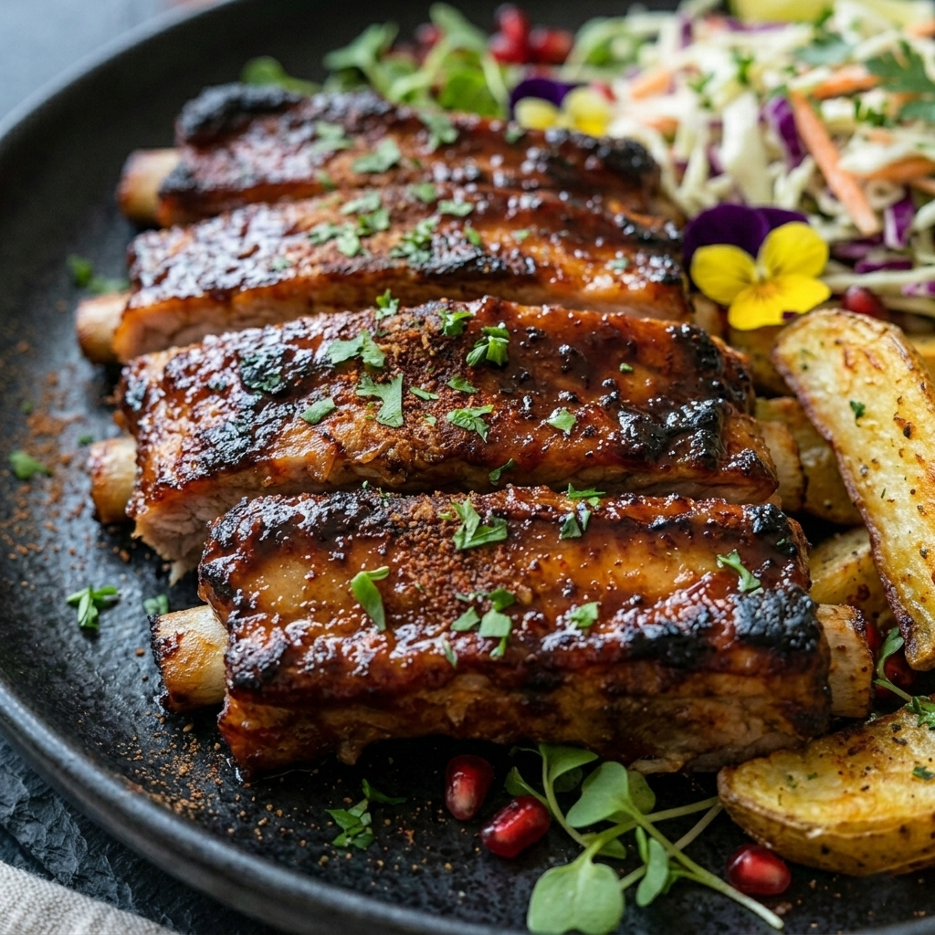 🍎 Costillas de Cerdo con Glaseado de Manzana y Canela en Airfryer sin&nbsp;gluten